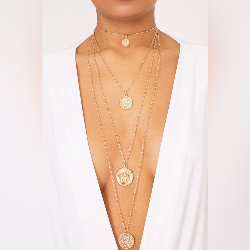 PrettyLittleThing Layered Lion Necklace - Picture 1 of 9